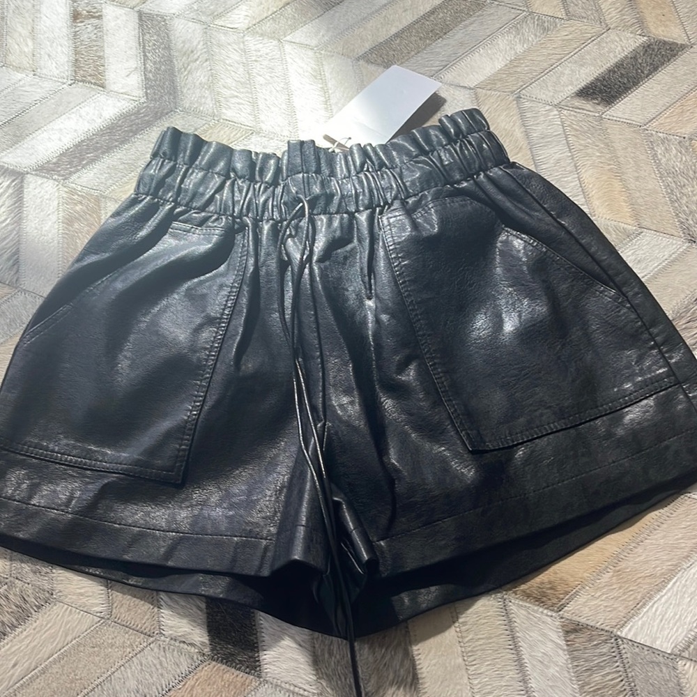 Never Been Worn Black Leather High waisted shorts